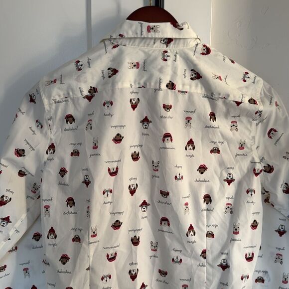 Lands’ End Women’s Size 12 Winter Dog Print No Iron Cotton Button Down Shirt - Picture 11 of 12